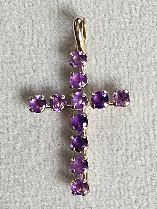 Jewelry - 10k Yellow Gold Amethyst Religious Cross Pendant
